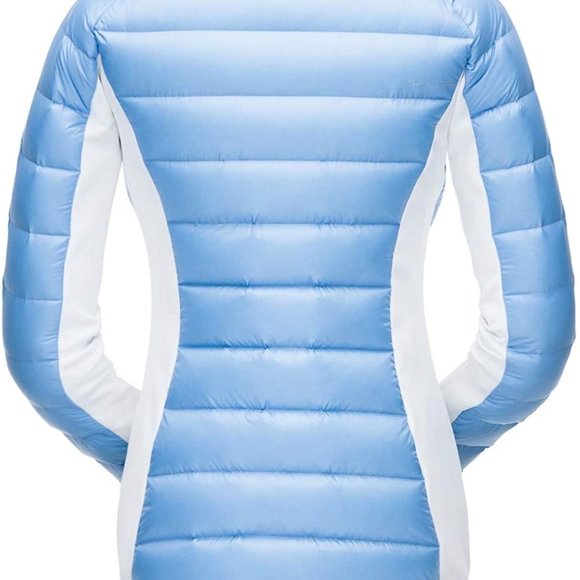 $229! NWT Spyder Women's Syrround DOWN Hybrid Jacket - Blue Ice / White, Medium - Picture 2 of 2